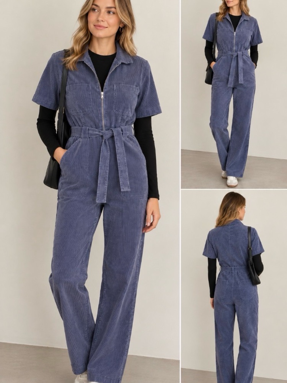 & Other Stories Lilac Zip-Front Utility Jumpsuit with Tie Belt. Size 12.